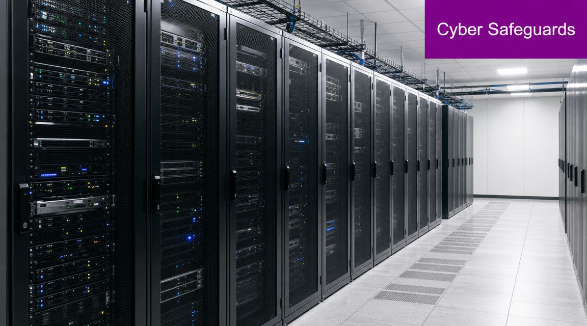 A rows of server racks in a modern professional data center highlighting secure IT infrastructure for businesses.
